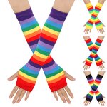 Rainbow Gloves Manufacturer - HZS-25038 Striped Elbow Fingerless
