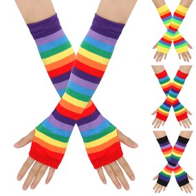 Rainbow Gloves Manufacturer - HZS-25038 Striped Elbow Fingerless