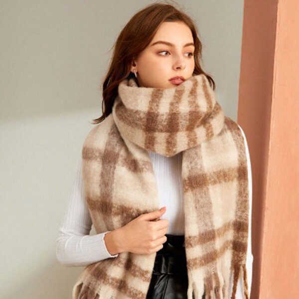 Plaid Scarf Manufacturer - HZW-24079 Winter Long Wide Wrap