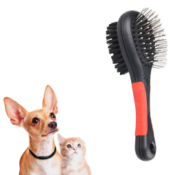 环保的双面塑料猫/狗梳子，宠物日常美容用品，去除结漂浮毛浴按摩