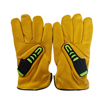 Cow Grain Leather Gloves Manufacturer - Yellow/White Cut Resistant
