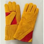 Cow Split Leather Gloves Manufacturer - Gold Color for Firefighters