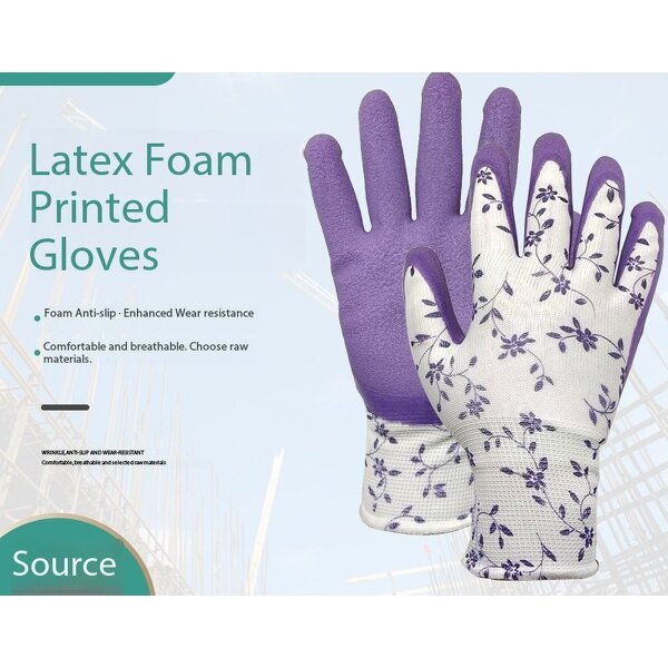 Latex Foam Gloves Manufacturer - Printed Gardening Anti-puncture