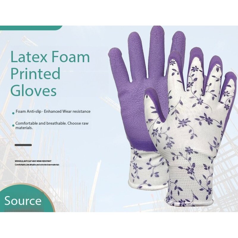 Latex Foam Gloves Manufacturer - Printed Gardening Anti-puncture