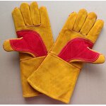 Cow Split Leather Gloves Manufacturer - Gold Color for Firefighters