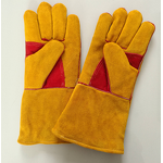 Cow Split Leather Gloves Manufacturer - Gold Color for Firefighters