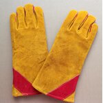Cow Split Leather Gloves Manufacturer - Gold Color for Firefighters