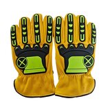 Cow Grain Leather Gloves Manufacturer - Yellow/White Cut Resistant