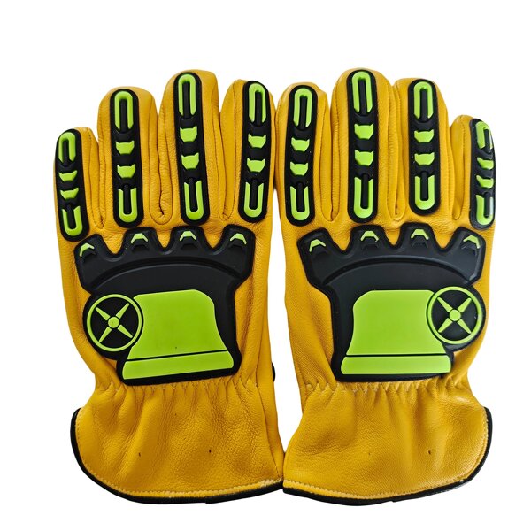 Cow Grain Leather Gloves Manufacturer - Yellow/White Cut Resistant