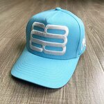 Sky Blue Baseball Cap Manufacturer - 5-Panel Curved Brim Snapback Custom 3D Embroidery