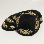 Black Suede Kippah Factory - Gold Leaf Embroidery Customized for Party