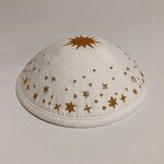 White Suede Kippah Manufacturer - Wholesale Gold Star Embroidery Logo