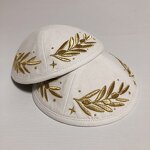 White Suede Kippah Manufacturer - Personalized Gold Leaf Embroidery