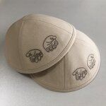 Beige Linen Kippah Supplier - Custom Embroidery Logo Kippots Wholesale
