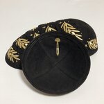 Black Suede Kippah Factory - Gold Leaf Embroidery Customized for Party