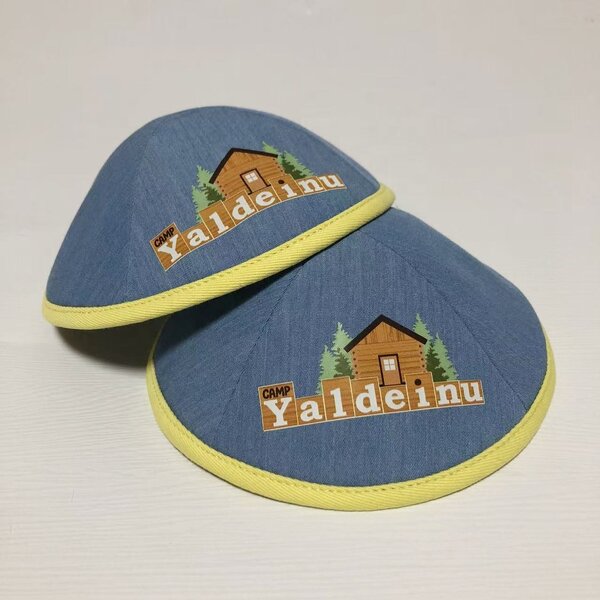 Denim Kippot Supplier - Custom Printed Logo Satin Unisex Yarmulke