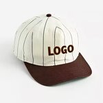 Baseball Hats Supplier - 5 Panel A Frame Cotton Vintage Pinstripe with Logo Embroidery