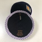 Cotton Velvet Kippah Factory - Navy Blue Custom Embroidery with Trimming