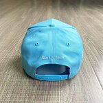 Sky Blue Baseball Cap Manufacturer - 5-Panel Curved Brim Snapback Custom 3D Embroidery