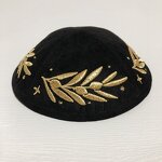 Black Suede Kippah Factory - Gold Leaf Embroidery Customized for Party