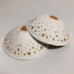 White Suede Kippah Manufacturer - Wholesale Gold Star Embroidery Logo