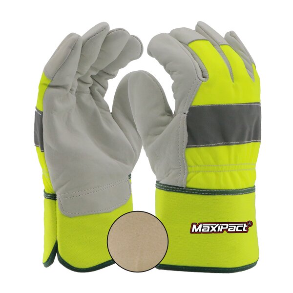 Hi-Visibility Leather Gloves Supplier - MaxiPact Customized Logo