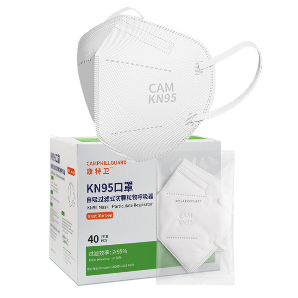 White KN95 Respirator Manufacturer - High Efficiency Disposable 5 Ply with Earloop
