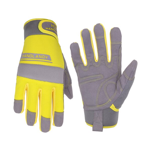 EN388 Work Gloves Manufacturer - Yellow Lightweight Spandex Back Synthetic Palm Hook Loop