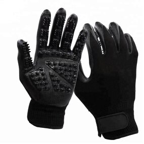 Pet Grooming Gloves Factory - Black Five Fingers Silicone Bath Comb Deshedding Cleaning Hair Remover