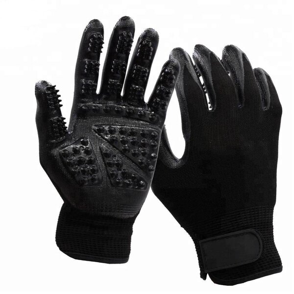 Pet Grooming Gloves Factory - Black Five Fingers Silicone Bath Comb Deshedding Cleaning Hair Remover