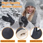 Winter Gloves Manufacturer - New Arrival Breathable Black Goatskin Palm Back Wool Lining Adjustable Wrist