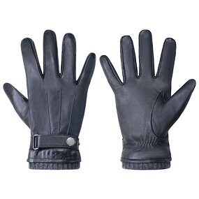 Winter Gloves Manufacturer - New Arrival Breathable Black Goatskin Palm Back Wool Lining Adjustable Wrist