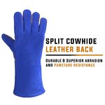 Welding Leather Work Gloves Supplier - Factory Brand 14" Split Cowhide Reinforced Palm Fleece Lining