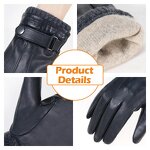 Winter Gloves Manufacturer - New Arrival Breathable Black Goatskin Palm Back Wool Lining Adjustable Wrist