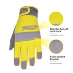 EN388 Work Gloves Manufacturer - Yellow Lightweight Spandex Back Synthetic Palm Hook Loop