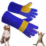 Welder Tig Gloves Supplier - in Stock 14" Blue Heat Resistance Split Cowhide Pet Bite Proof