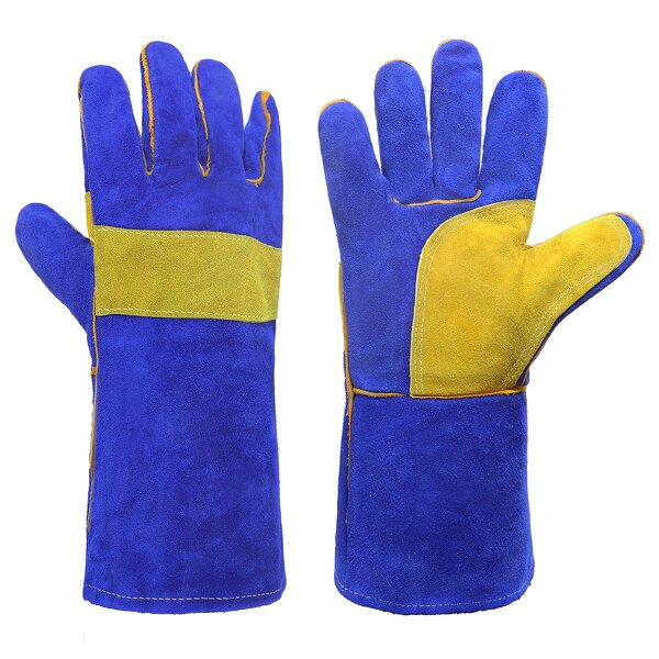 Welder Gloves Manufacturer - in Stock 14" Blue Heat Resistance Split Cowhide Tig