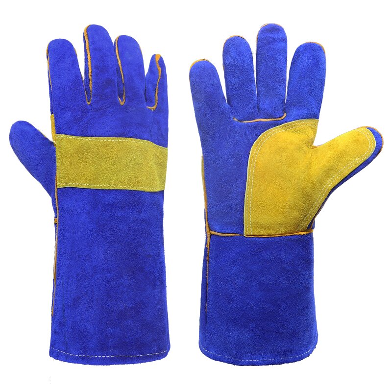 Welder Gloves Manufacturer - in Stock 14" Blue Heat Resistance Split Cowhide Tig