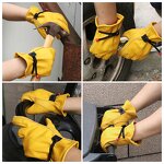 Cowhide Work Gloves Manufacturer - Yellow Grain Adjustable Reinforced Palm Forklift Truck Construction