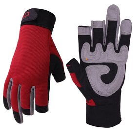 Carpentry Gloves Supplier - 3 Fingerless Spandex Back Breathable Synthetic Palm