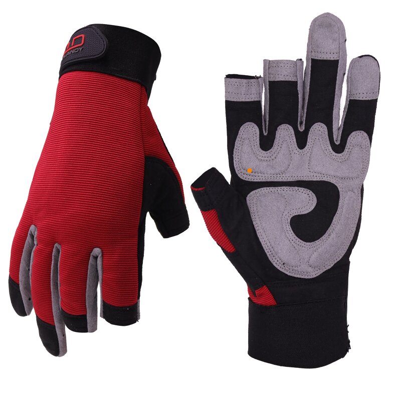 Carpentry Gloves Supplier - 3 Fingerless Spandex Back Breathable Synthetic Palm