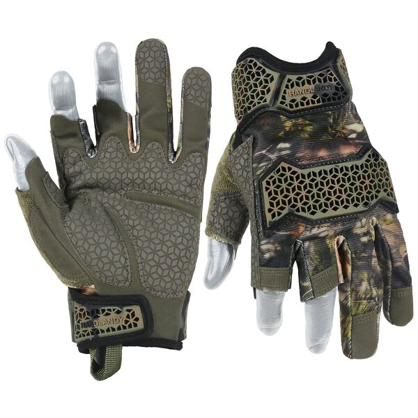 Tactical Gloves Supplier - Half Fingers Camo Hunting Touch Screen TPR Impact