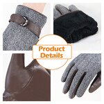 Women's Winter Gloves Manufacturer - OEM ODM Coffee Goatskin Palm Herringbone Wool Back Adjustable Wrist
