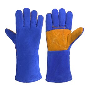 Welding Leather Work Gloves Supplier - Factory Brand 14" Split Cowhide Reinforced Palm Fleece Lining