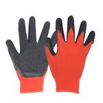 Gardening Gloves Supplier - Red Polyester Children Latex Wrinkles Safety Protective Knitted
