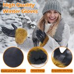 Women's Winter Gloves Supplier - Hot Selling Black Goatskin Palm Back Mink Fur Cuffs Hoodie Fabric Lining