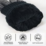 Women's Winter Gloves Factory - Hot Selling Black Breathable Goatskin Palm Back Touch Screen Warm Wool
