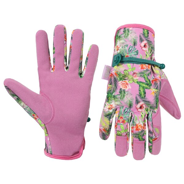 Women Garden Work Gloves Manufacturer - Factory Wholesale Synthetic Spandex Back With Floral Grip Breathable
