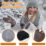 Women's Winter Gloves Manufacturer - OEM ODM Coffee Goatskin Palm Herringbone Wool Back Adjustable Wrist