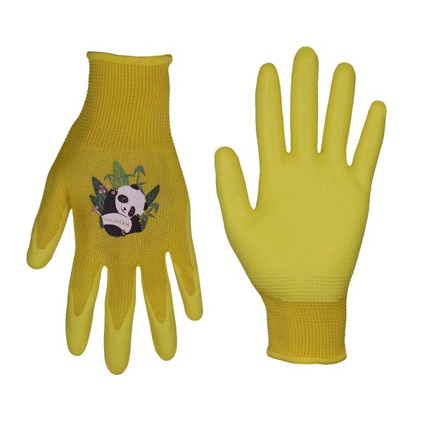 Kids Gardening Gloves Factory - Flexible Yellow Nitrile Coated Safety Work Gloves Accept Customized Logo